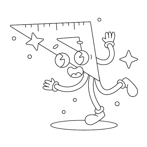 Premium vector vector cute ruler coloring book cartoon isolated on white coloring page outline illustration