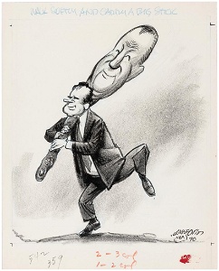 Richard nixon political cartoon original art trio