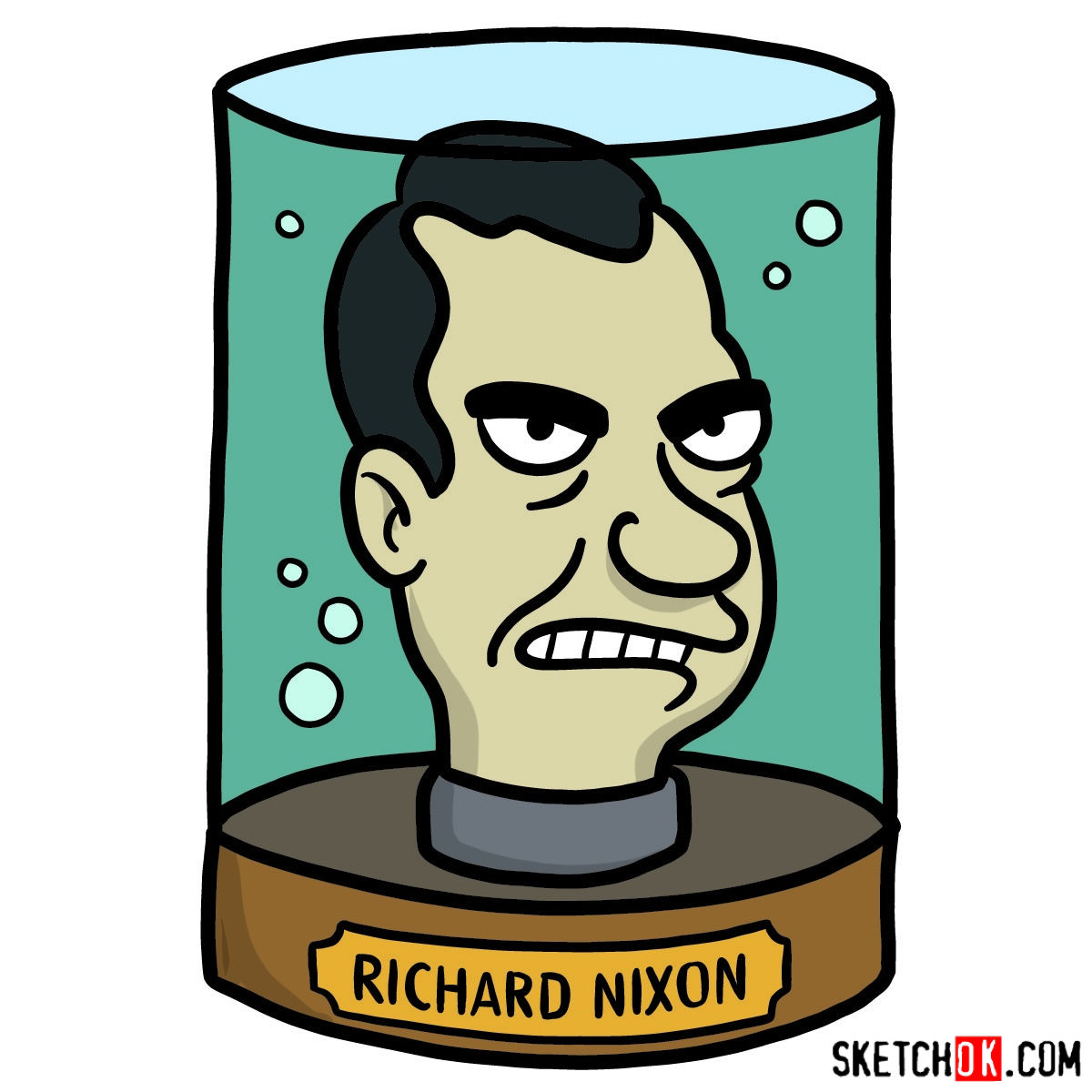 How to draw richard m nixons head from history to futuristic edy