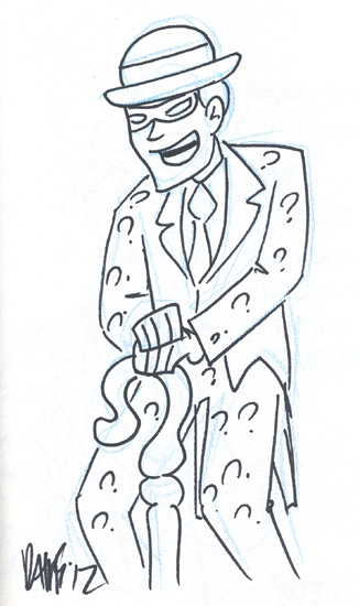 Page the riddler by david willis eccc in donald munsells mr freezethe riddler sketchbook ic art gallery room