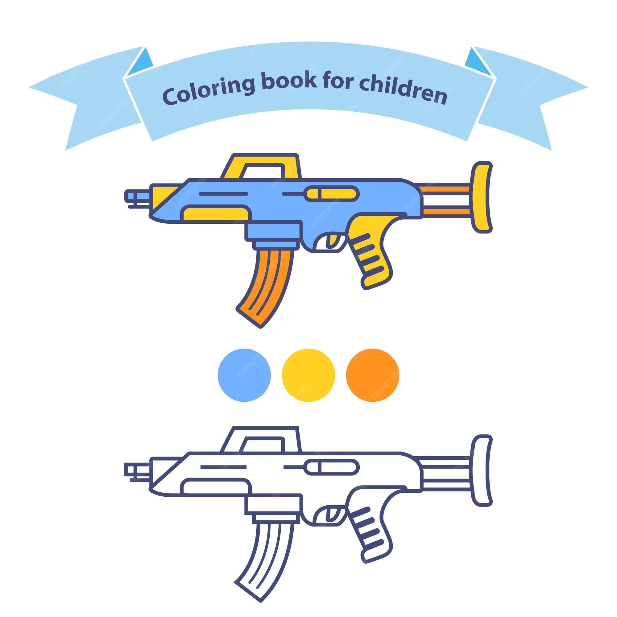 Premium vector automatic rifle coloring book for children