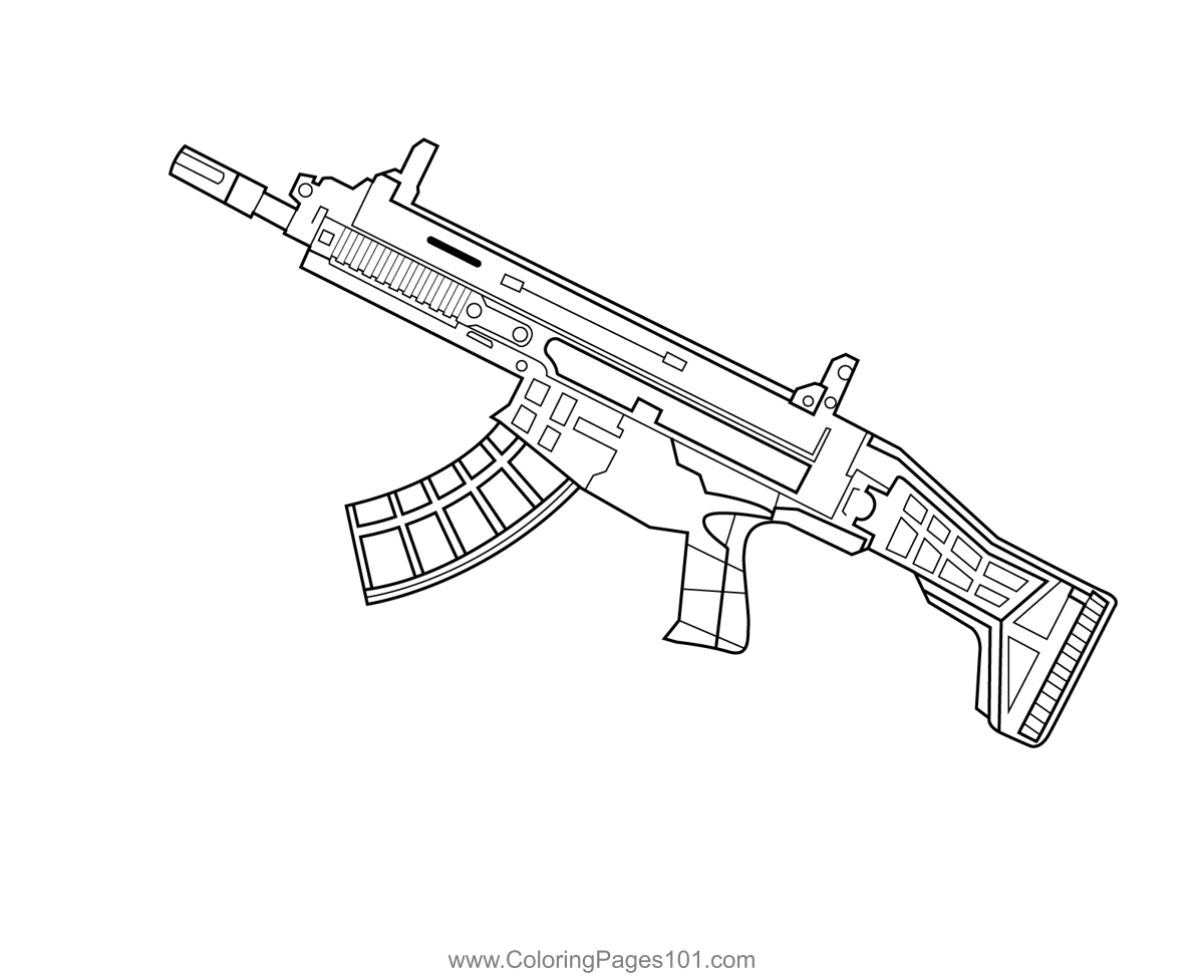 Assault rifle fortnite coloring page for kids