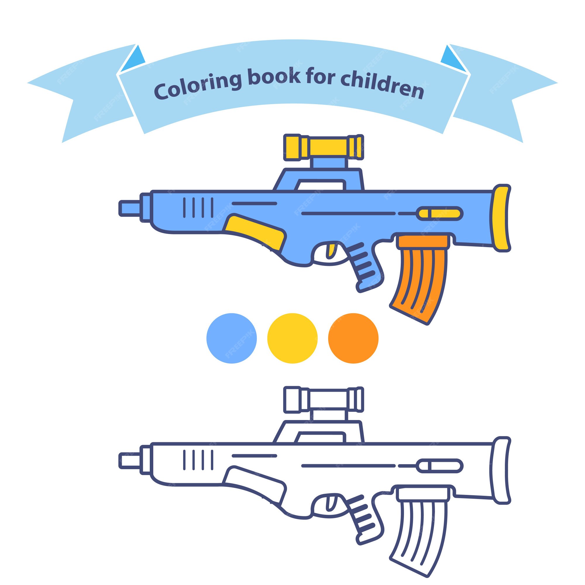 Premium vector automatic rifle in coloring book for children