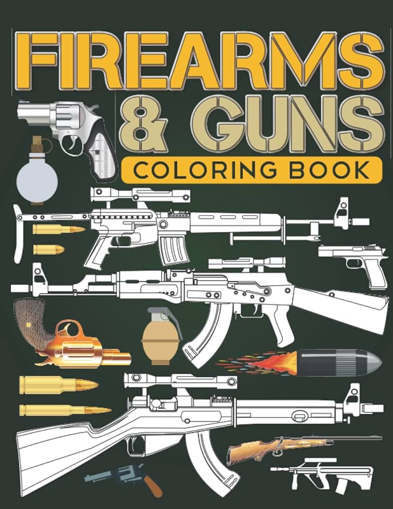 Firearms guns coloring book ww guns military snipers smg pistols rifles machine guns and more simple and easy coloring book for kids and adult hicham eramdani books