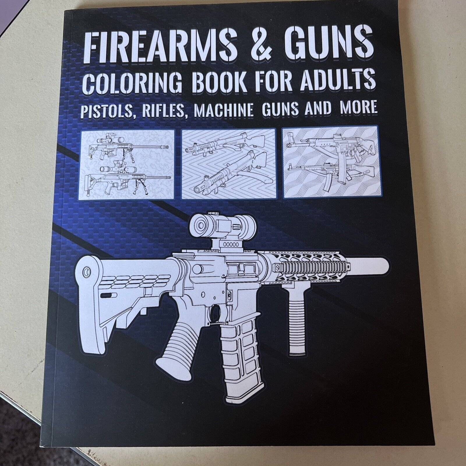 Firearms and guns coloring book for adults pistols rifles machine guns new