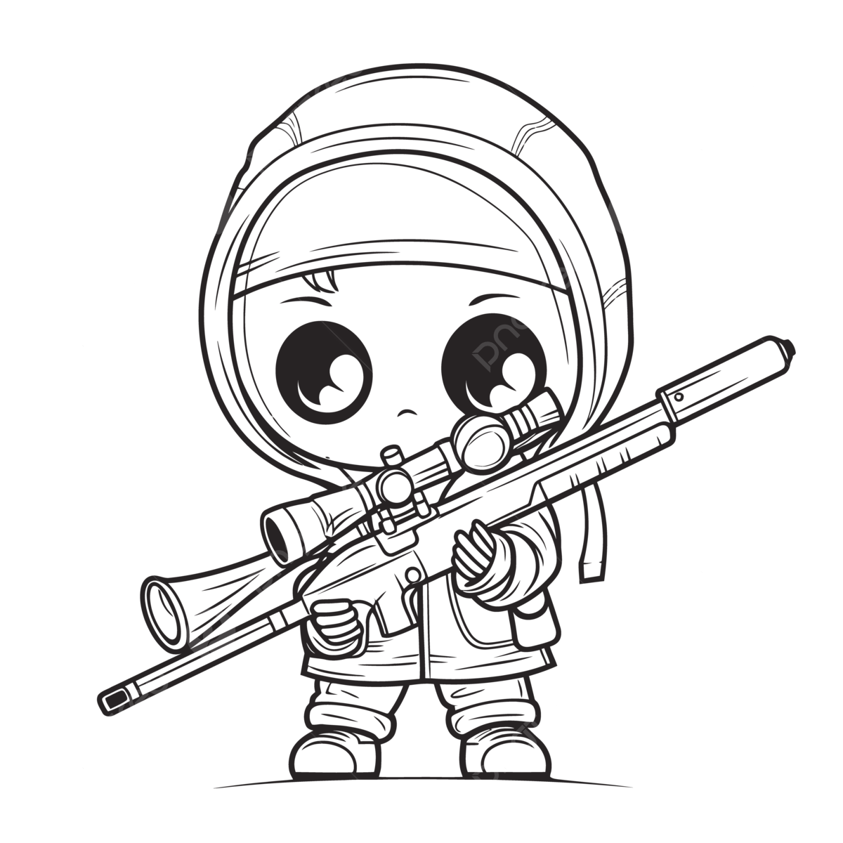 Kid cartoon with rifle coloring pages for kids outline sketch drawing vector sniper drawing sniper outline sniper sketch png and vector with transparent background for free download