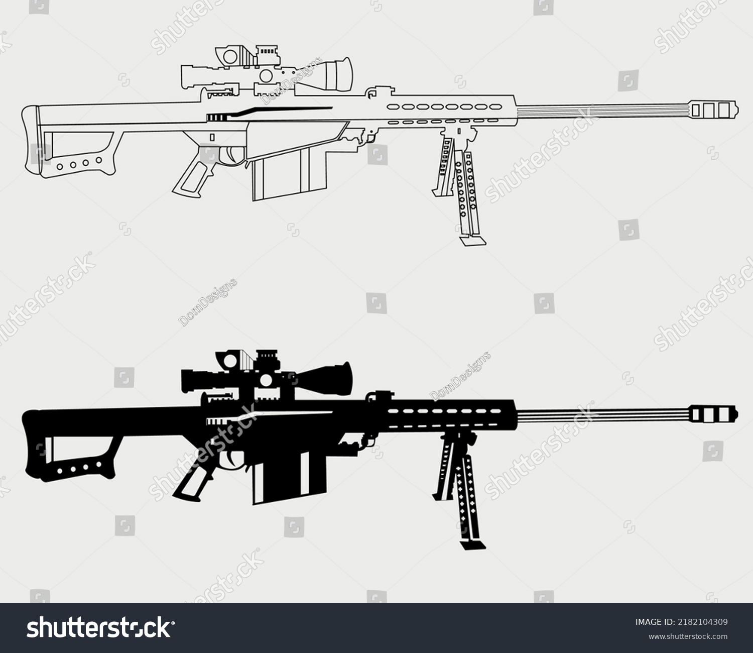 Ma barrett antimaterial sniper rifle coloring stock vector royalty free