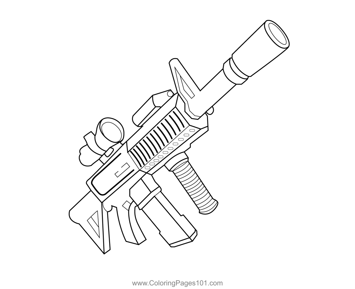 Scoped assault rifle fortnite coloring page for kids