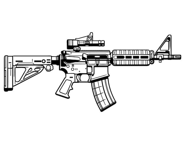 Premium vector a black and white drawing of a rifle