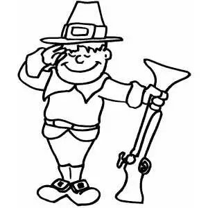 Pilgrim with rifle coloring page