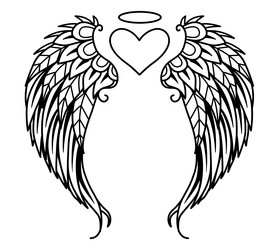Angel wing coloring page vector images over
