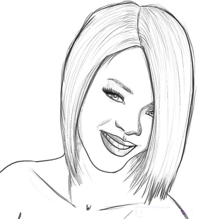 Coloring page famous people rihanna