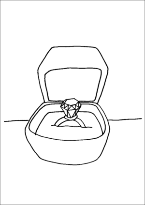 Diamond ring in box coloring page