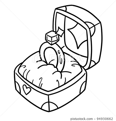 Wedding ring isolated coloring page for kids