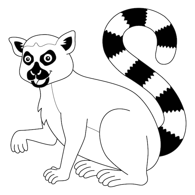 Premium vector lemur animal coloring page for kids