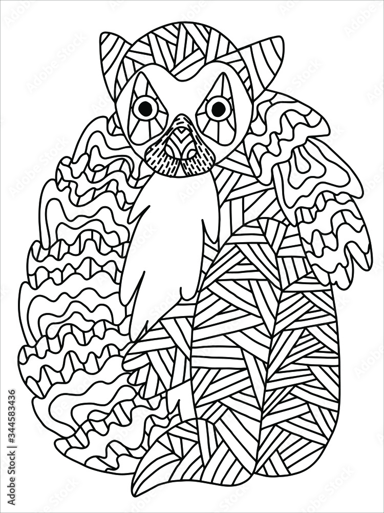 Lemur catta coloring book page for kids fluffy funny lemur monkey vector illustration ring tailed lemur zentangle black outline on white african wild life animal coloring one of a series