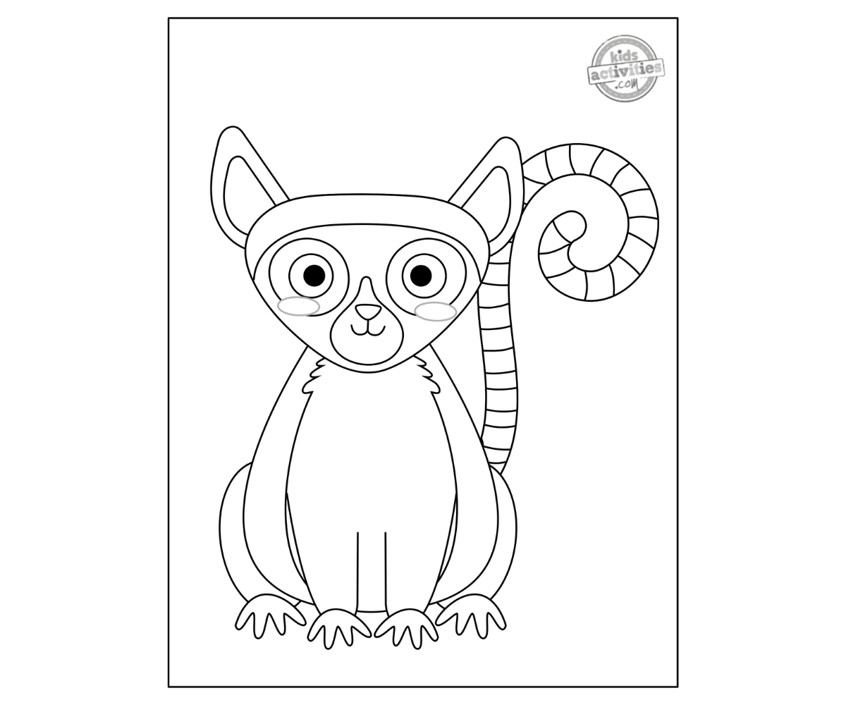 Cute printable lemur coloring page kids activities blog