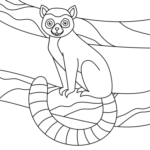 Cartoon lemur coloring page free printable coloring pages