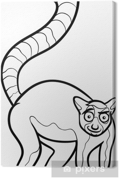 Canvas print lemur animal cartoon coloring page