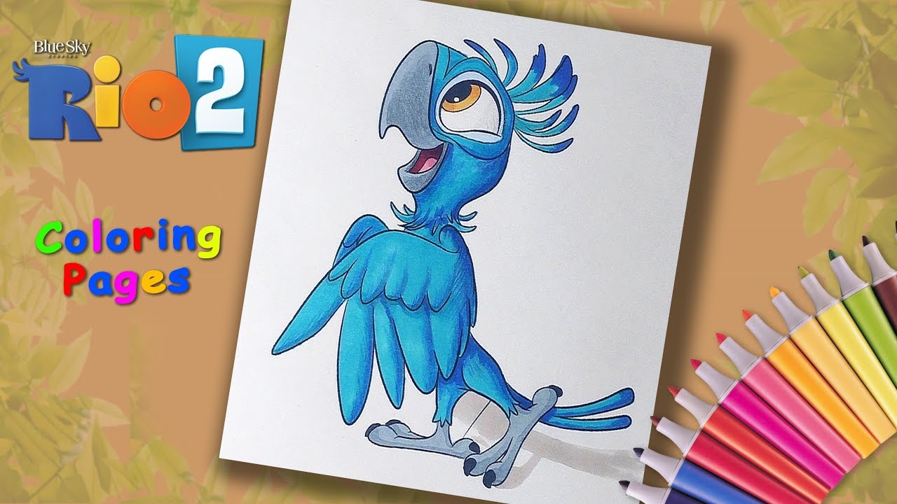 Rio coloring book coloring parrot tiago coloring lesson forchildren