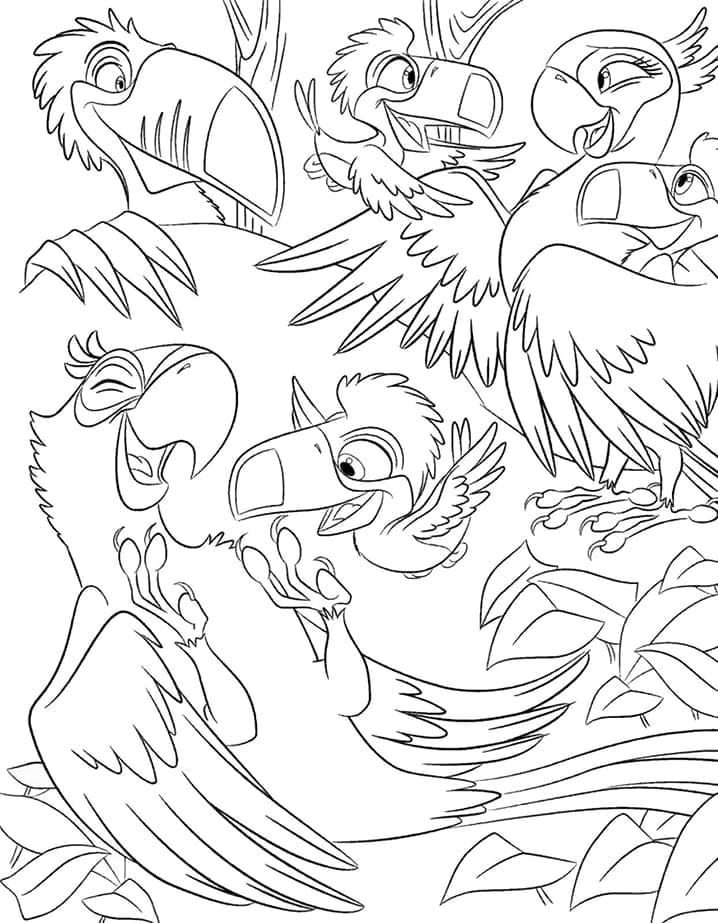 Birds from rio coloring page