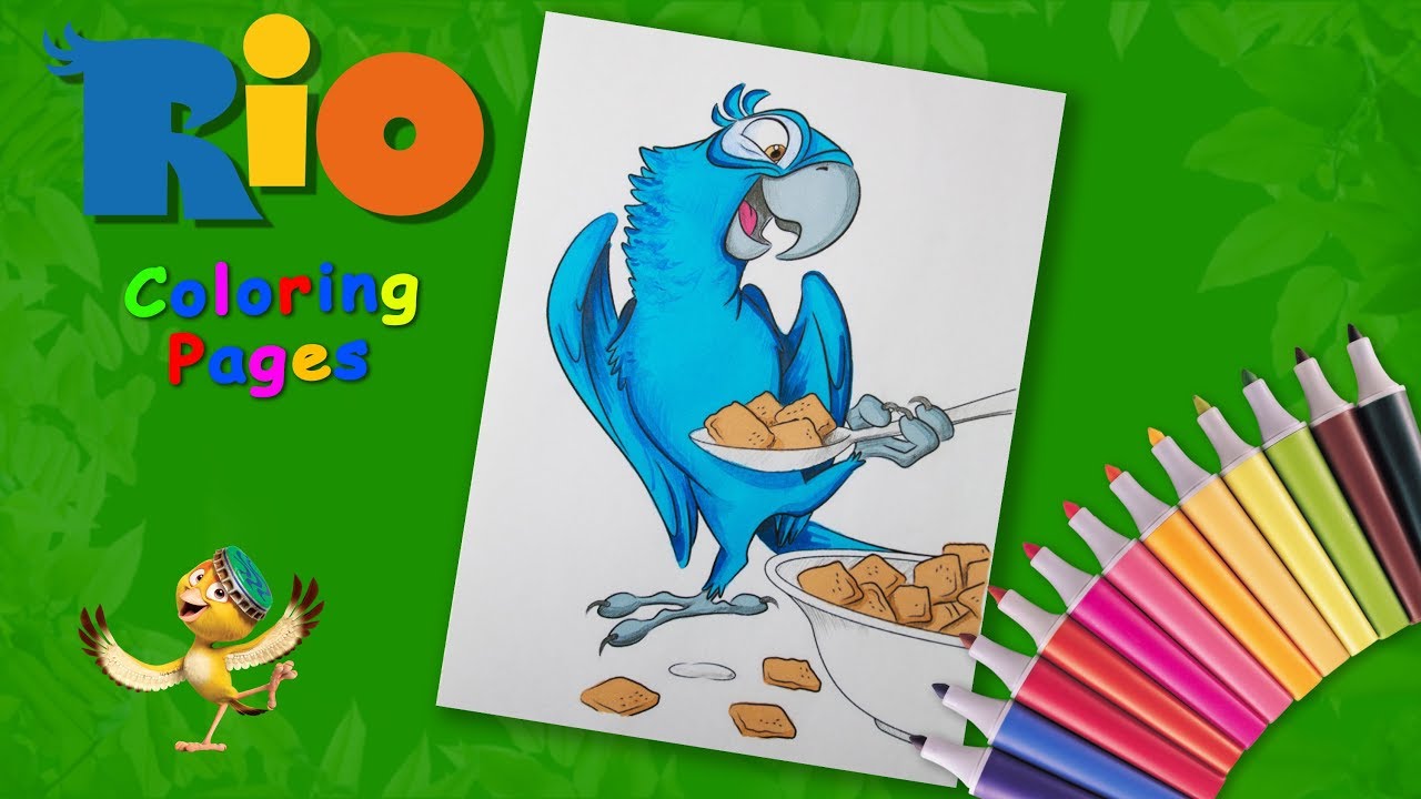 Coloring blu from the cartoon rio coloring forkids