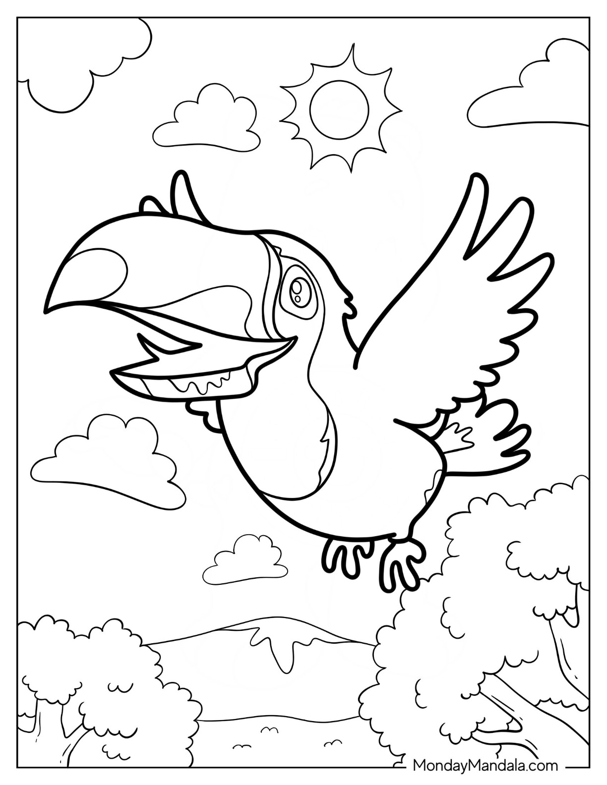 Toucan coloring pages free pdf printables