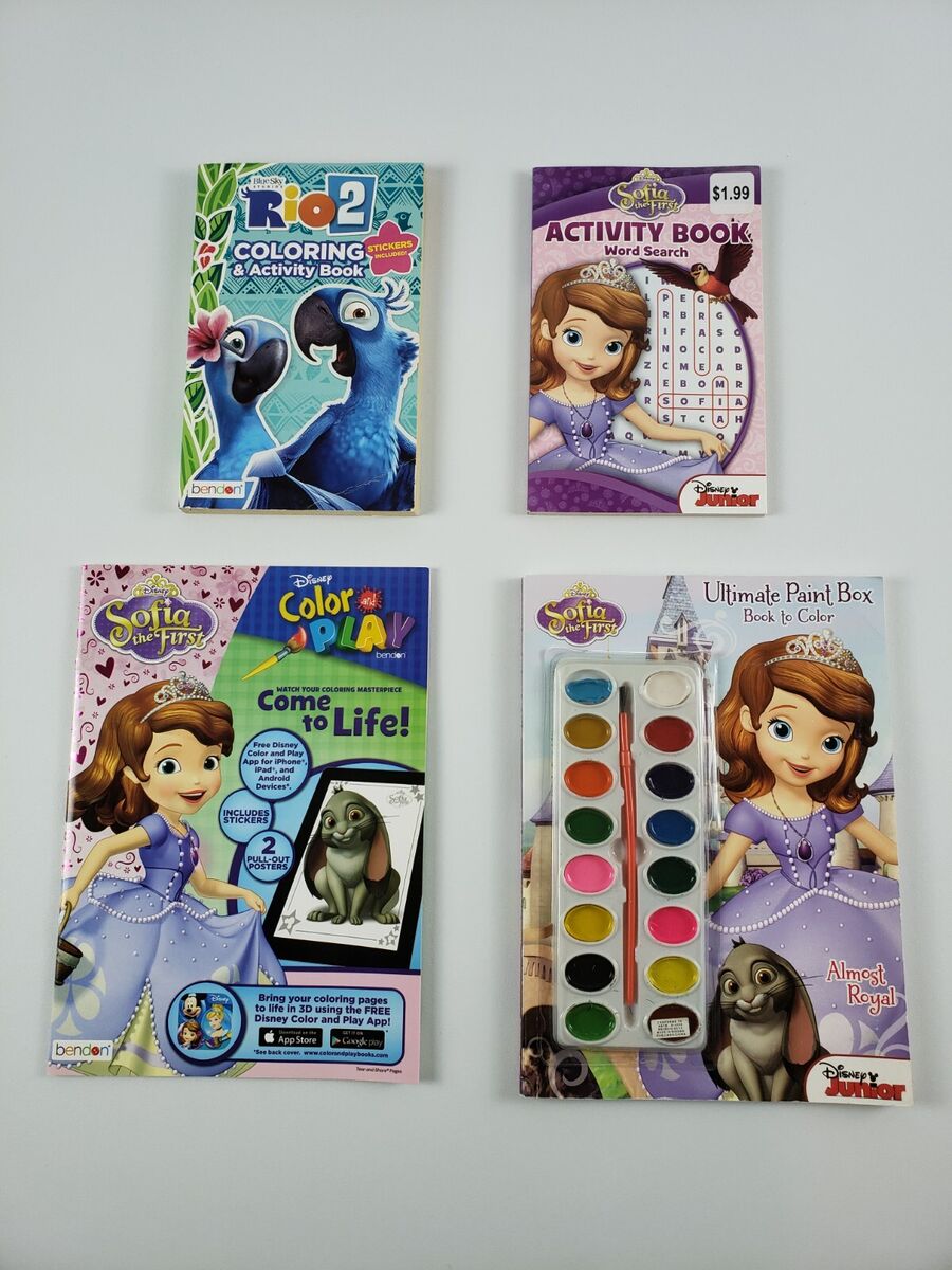 Disney activity book lot sofia first rio coloring stickers paint puzzles