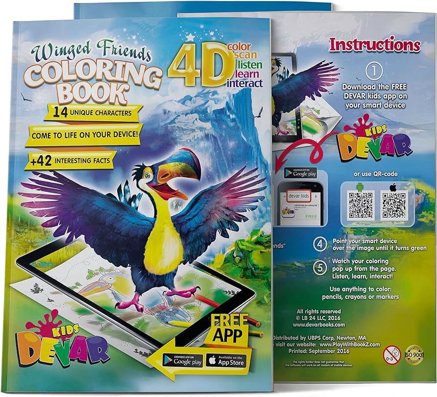 Devar kids augmented reality winged friends coloring book devarkids toys games