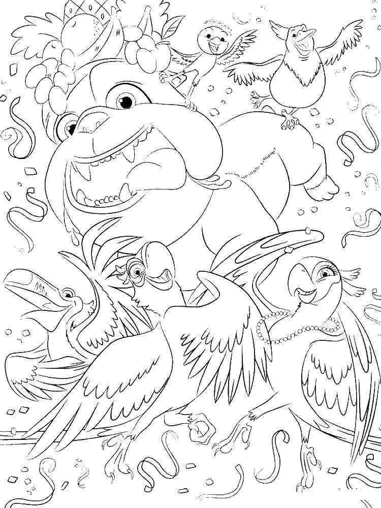 Online coloring pages coloring page the characters of the movie rio rio download print coloring page