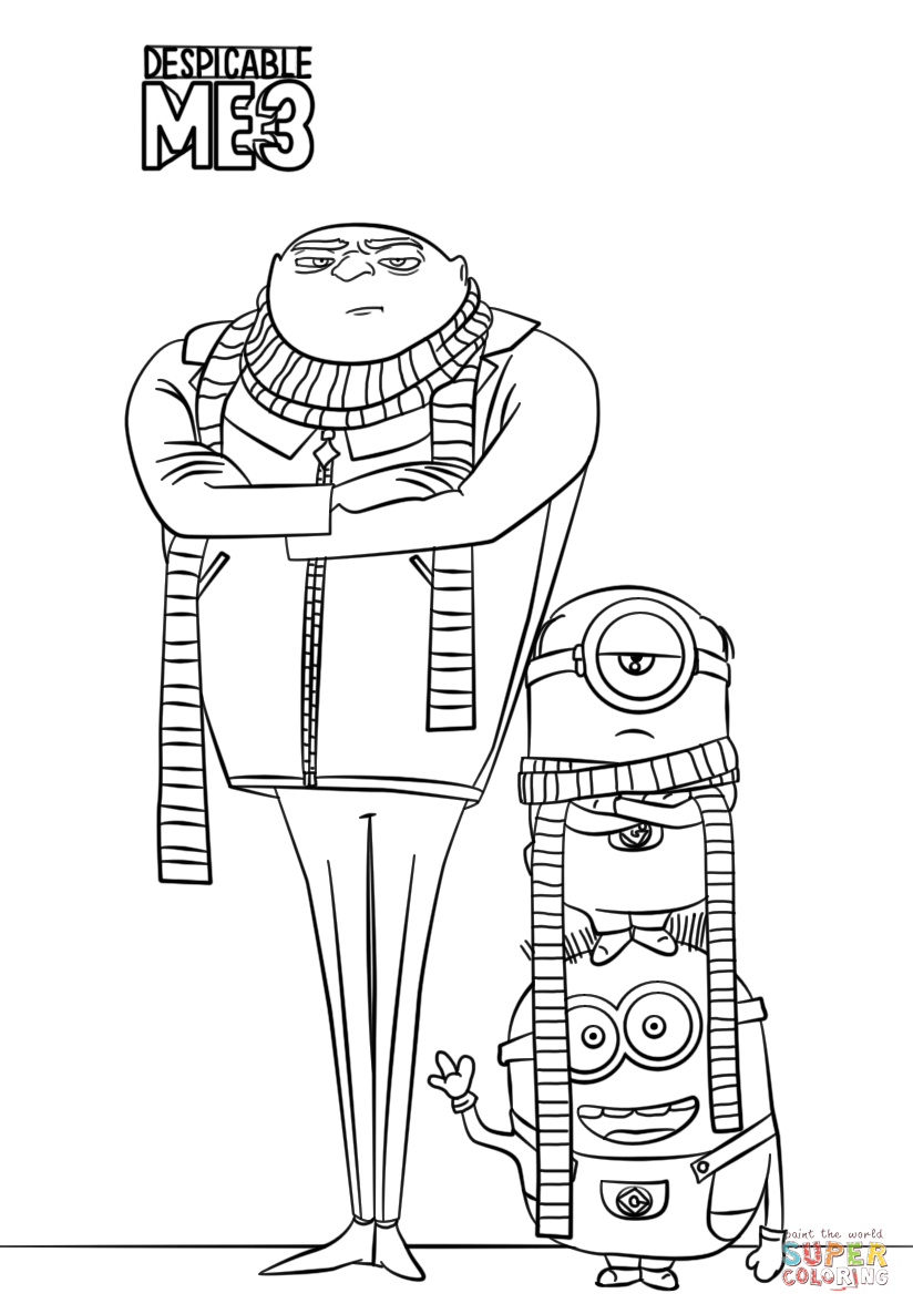 Felonious gru and minions coloring page free printable coloring pages