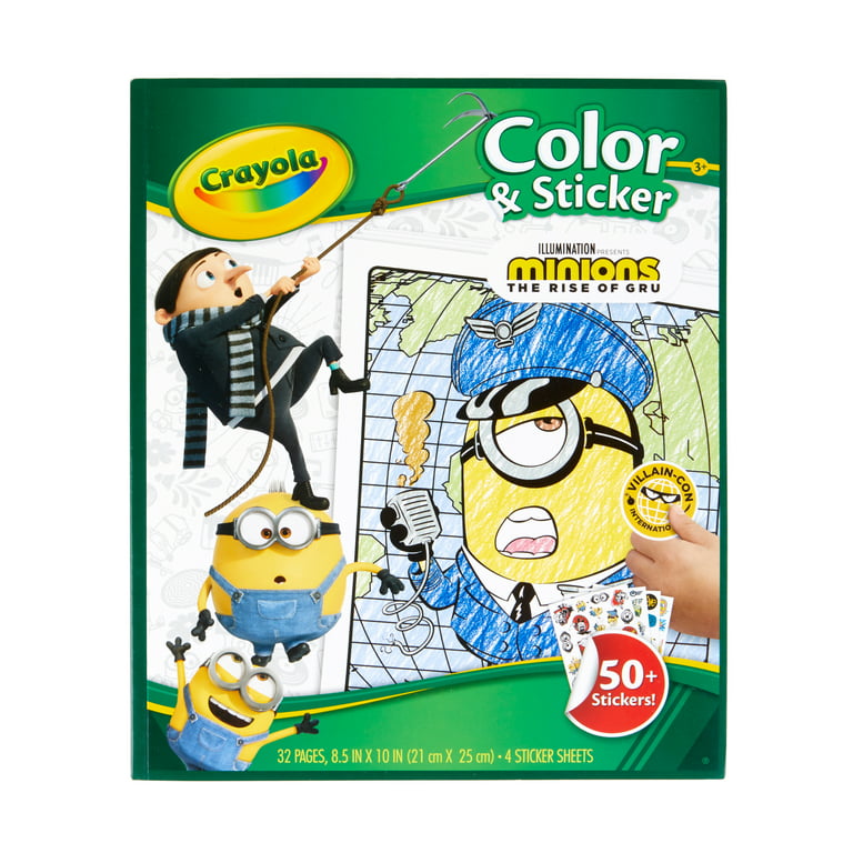 Crayola minions the rise of gru color sticker activity minions color and sticker set coloring pages