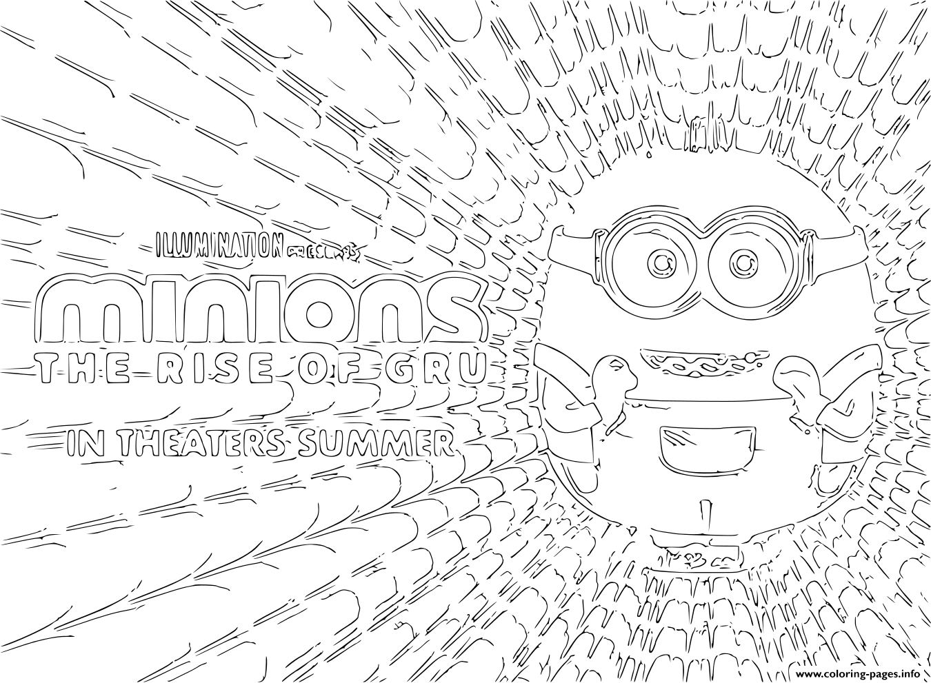 Minions the rise of gru summer coloring page printable