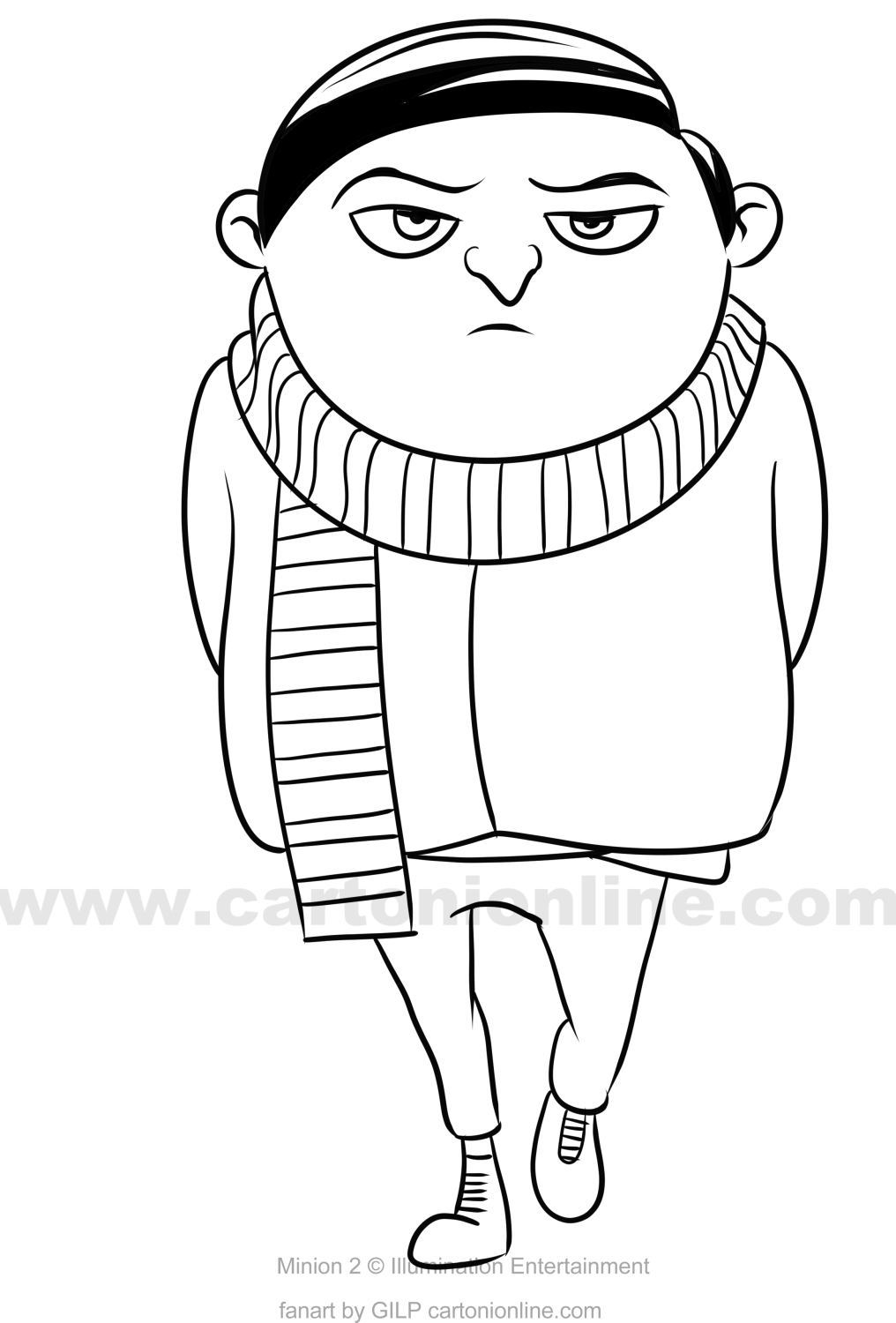 Gru from minions the rise of gru coloring page
