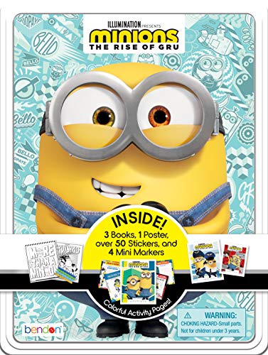 Minions the rise of gru activity tin with loring book stickers markers and poster