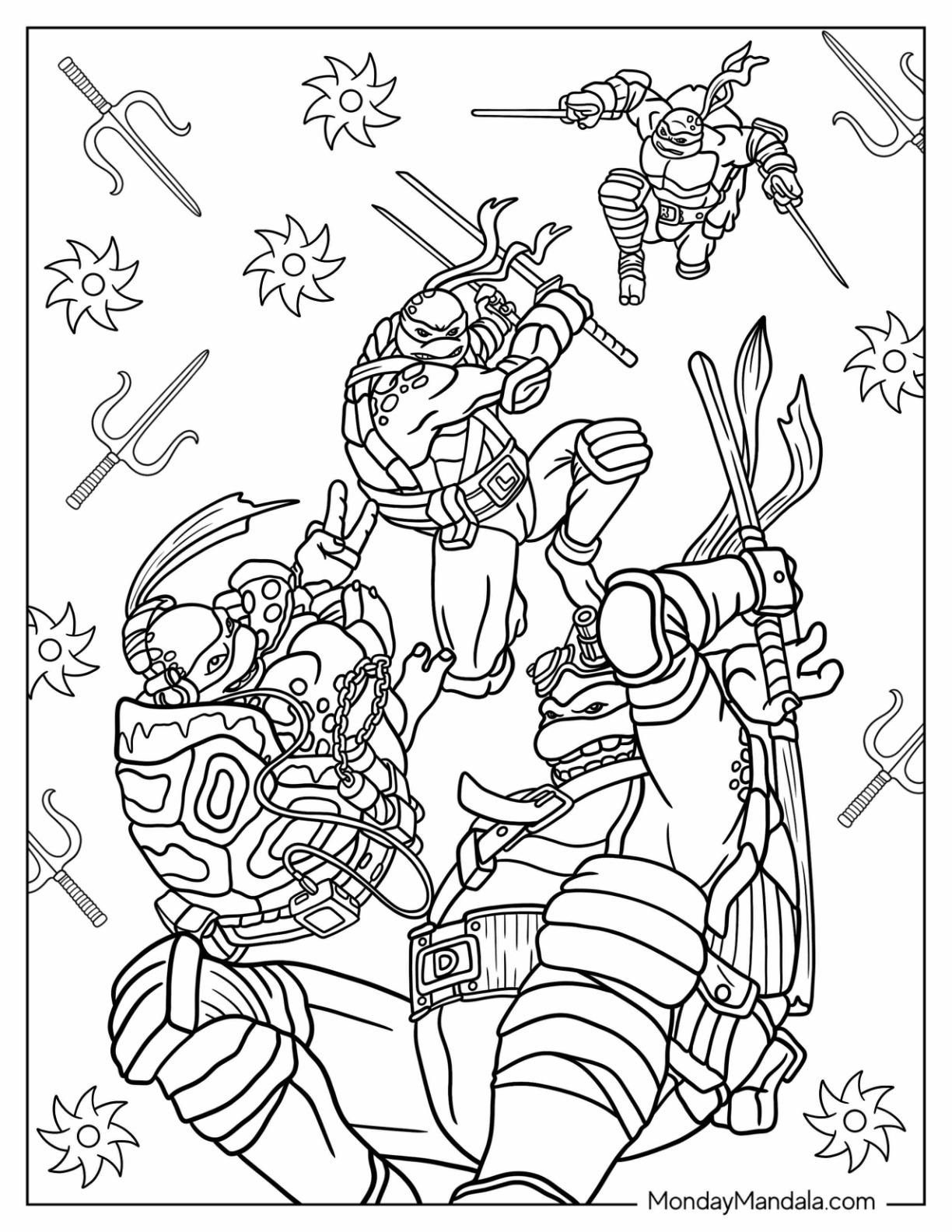 Ninja turtles coloring pages free pdf printables