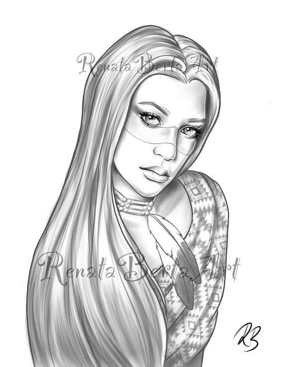 Buy premium grayscale coloring page instant download coloring page printable portrait enola online in india