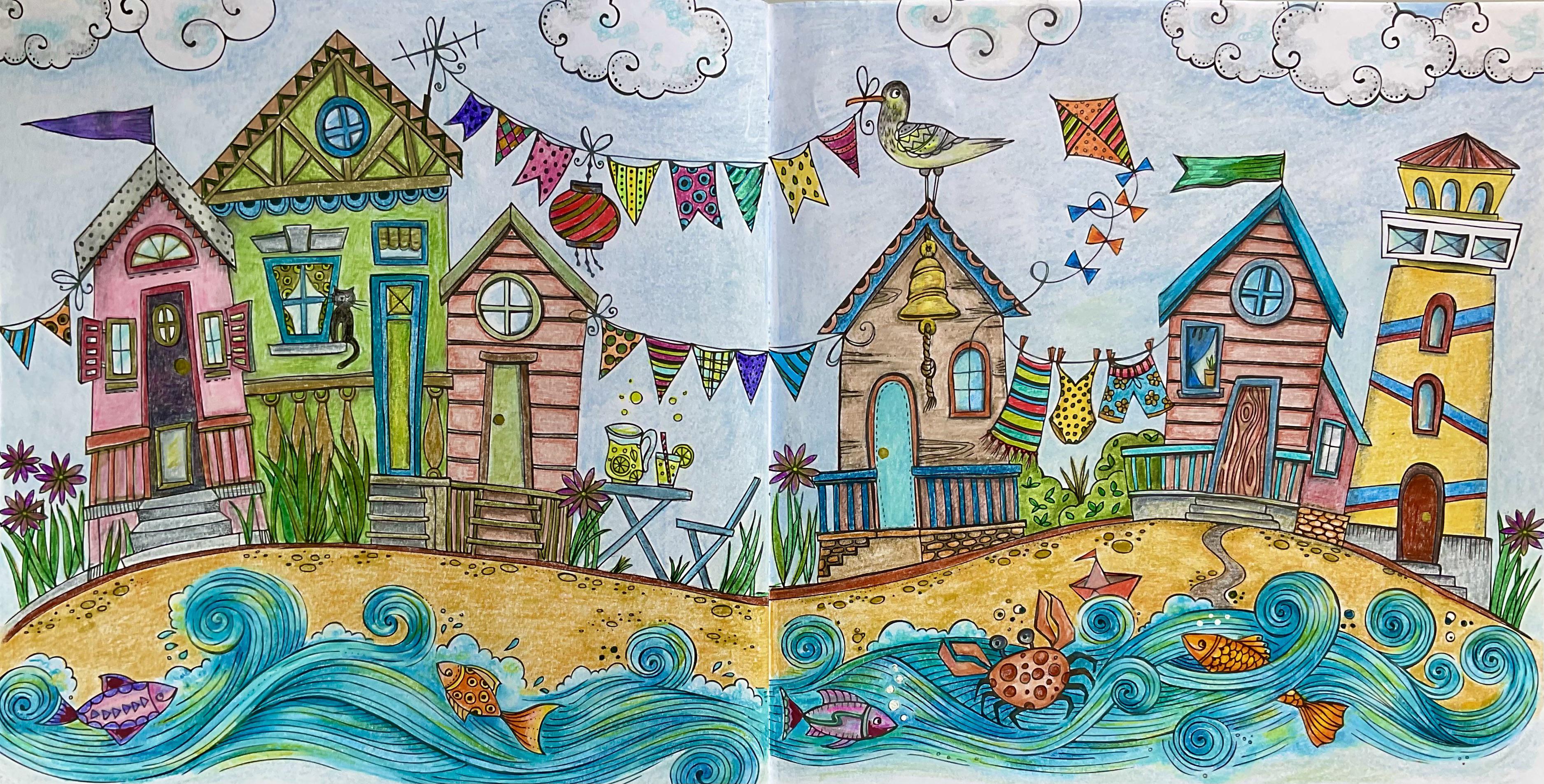 Not going to the seaside this year so coloured these pages instead âïðð ðð from rita bermans mein sommerspaziergang using lyra polycolors rcoloring