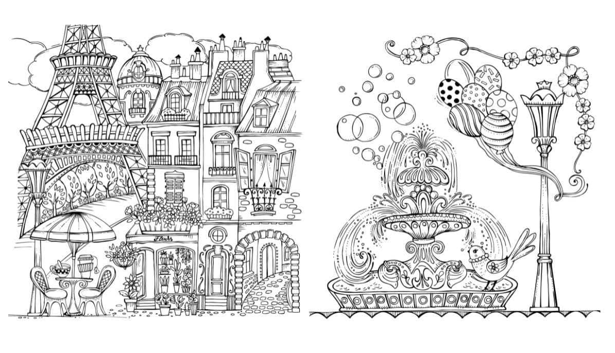 Rita berman meine reise durch europa ausmalen und geniessen coloring book illustration