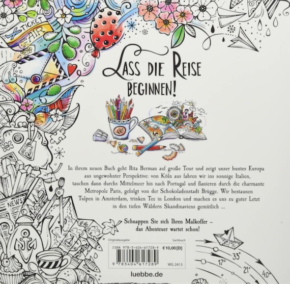 Rita berman meine reise durch europa ausmalen und geniessen coloring book illustration