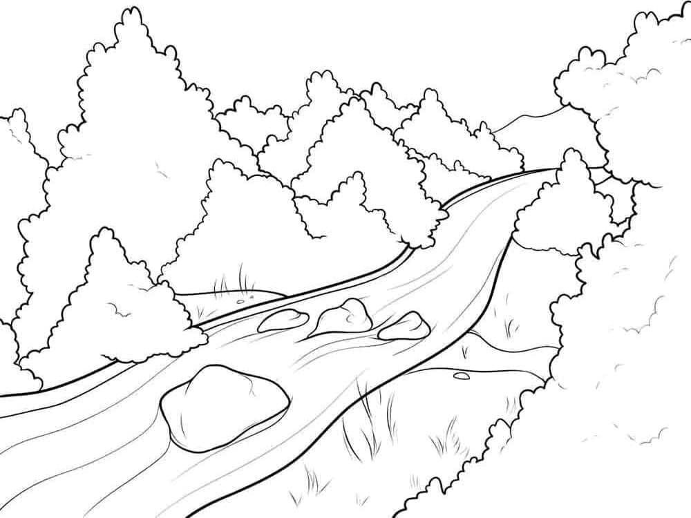 Natural river coloring page