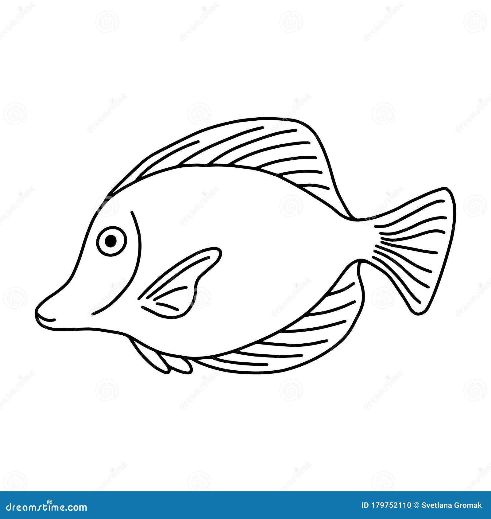 The fish of the sea or rivercoloring pages for adults or childrenblack and white imagedoodle coloring book stock vector