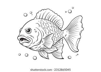 Coloring pages kids fish vector coloring stock vector royalty free