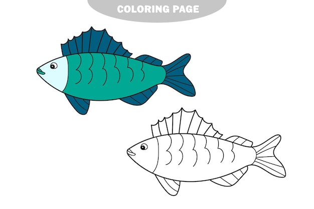 Premium vector simple coloring page coloring book with ruff vector white fish of siberia