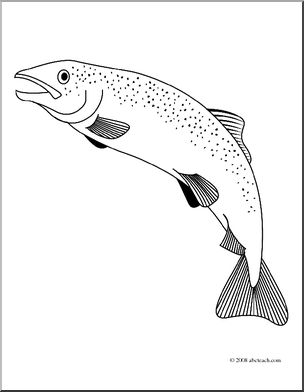 Clip art freshwater fish trout coloring page i