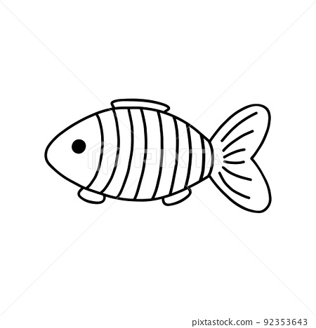 Cute fish sea or river creature outline simple