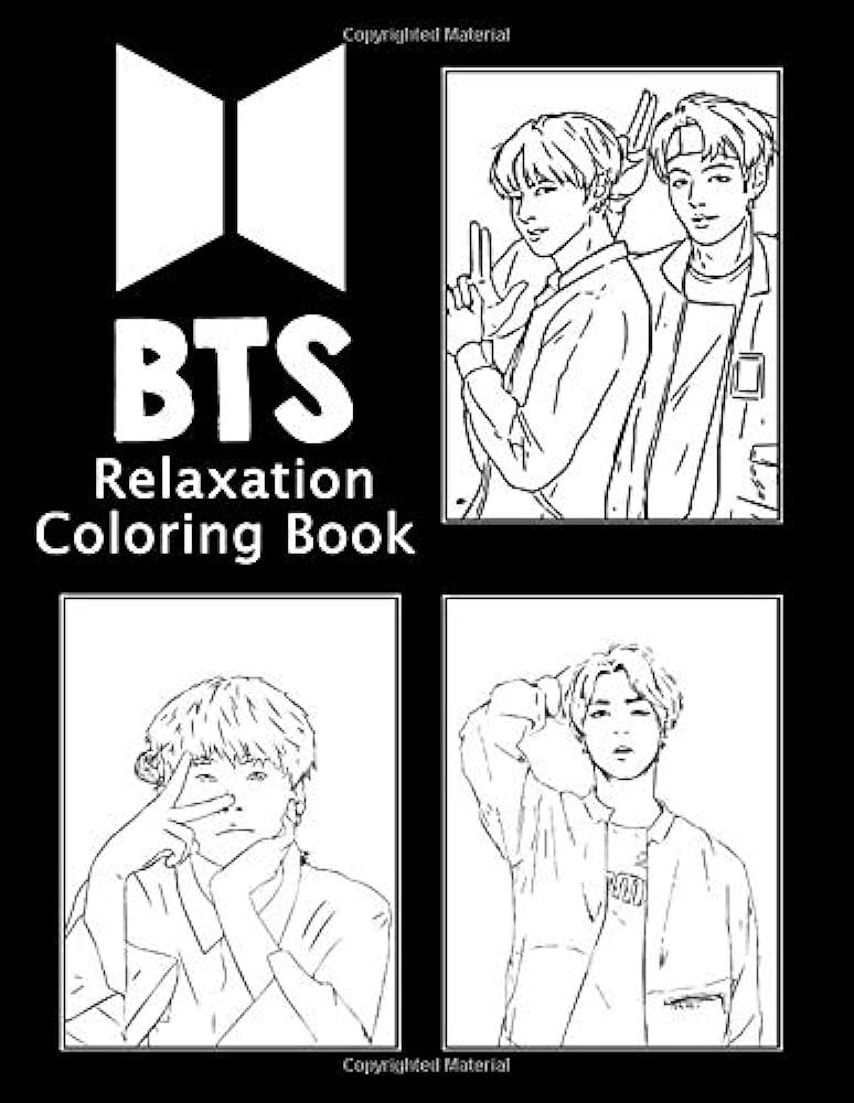 Bts relaxation coloring book ëíìë ë for army and kpop fans