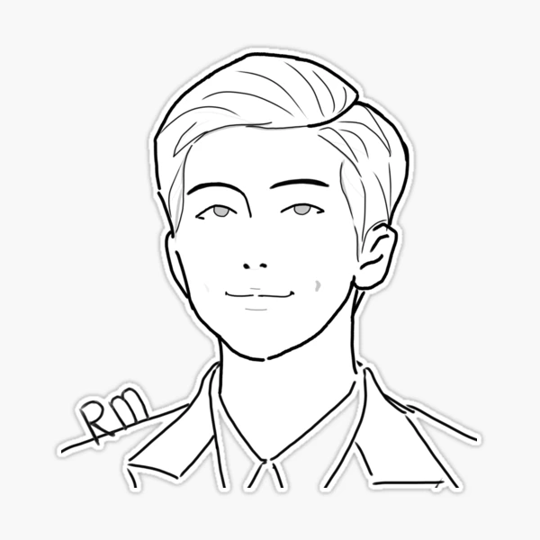 Namjoon simple outline drawing sticker for sale by cloudyplaylist