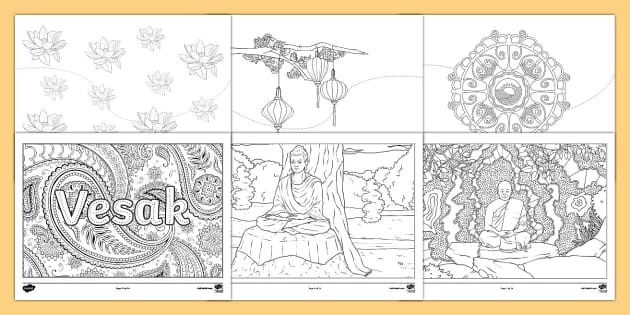 Vesak mindfulness coloring sheets teacher made