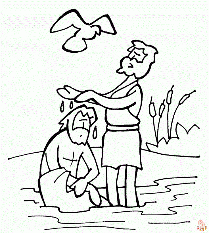 Printable baptism coloring pages free for kids and adults